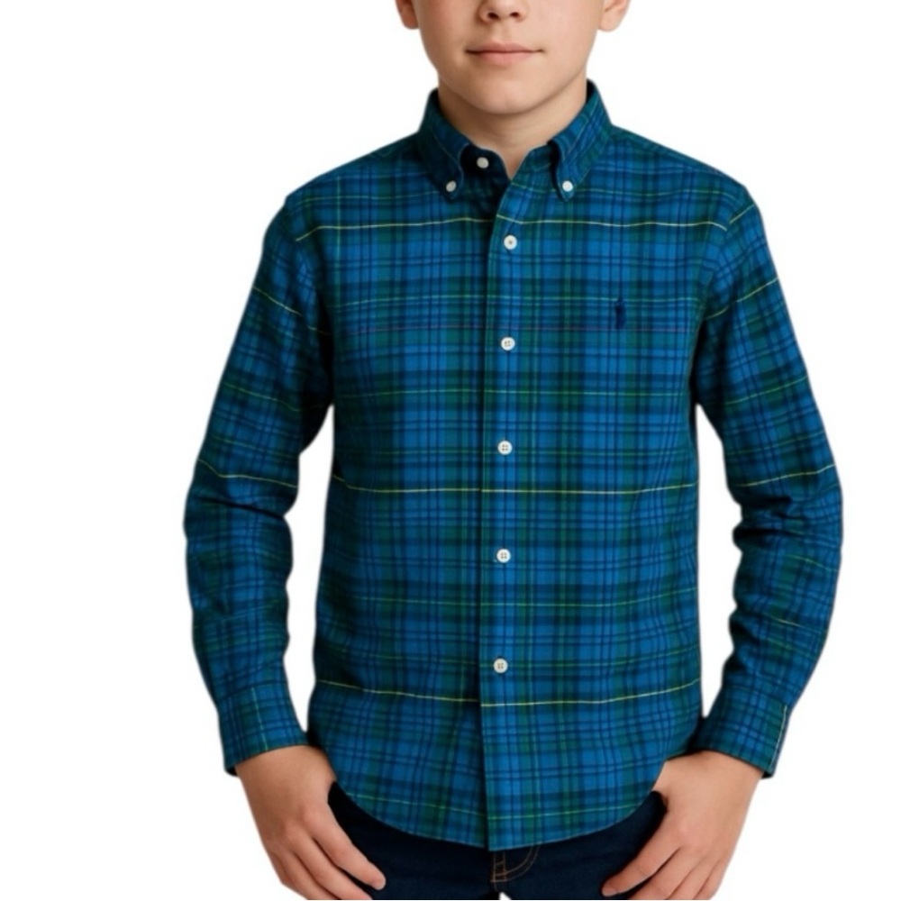 Ralph Lauren Green & Blue Plaid Button-Down Shirt NWT
